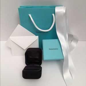Tiffany & Co. suede engagement ring box case set